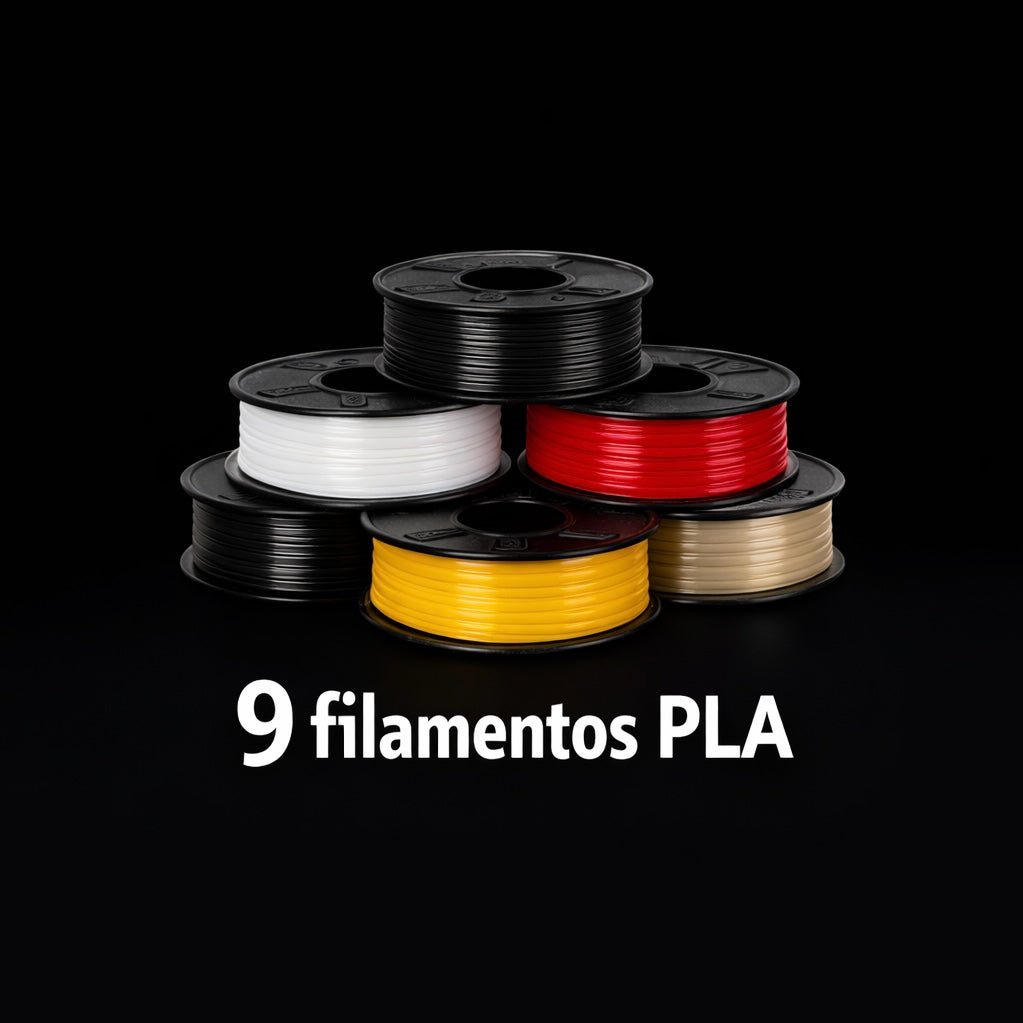 Pack 9  filamentos PLA colores surtidos (27 metros)