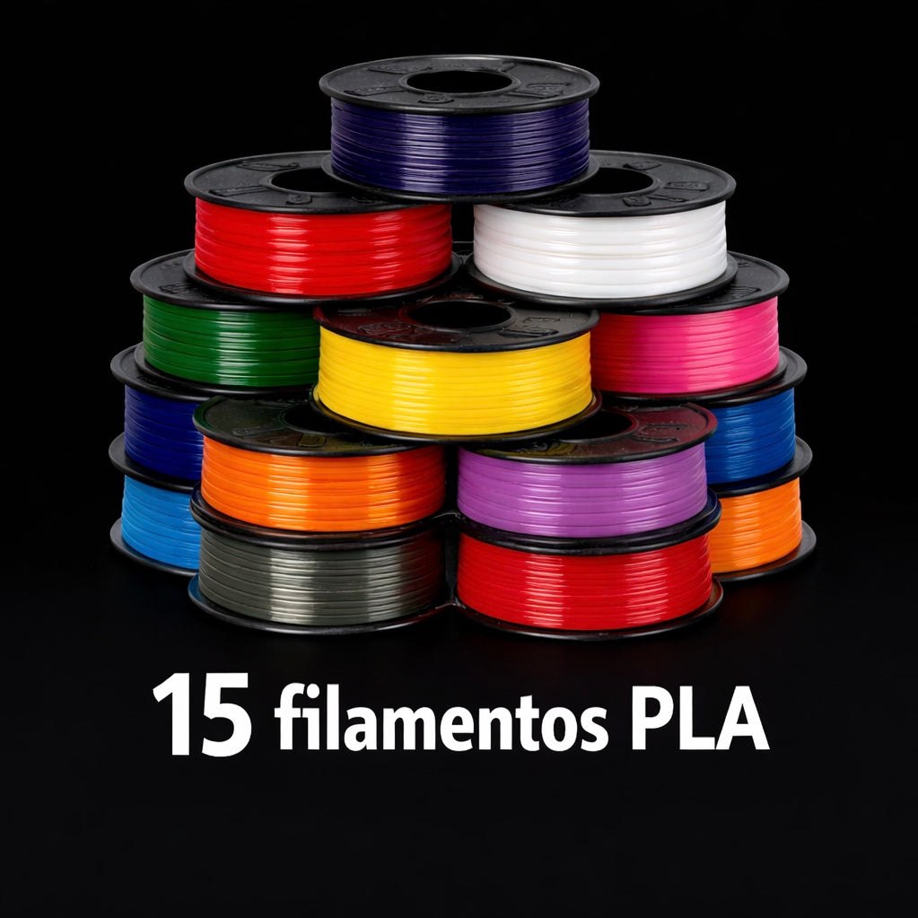 Pack 15  PLA filamentos colores surtidos (45 metros)